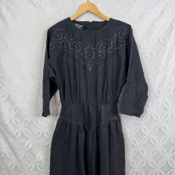 Vintage 80s PG Collections Ginger Bort Size 10 Western Embellished Dress - Picture 12 of 13